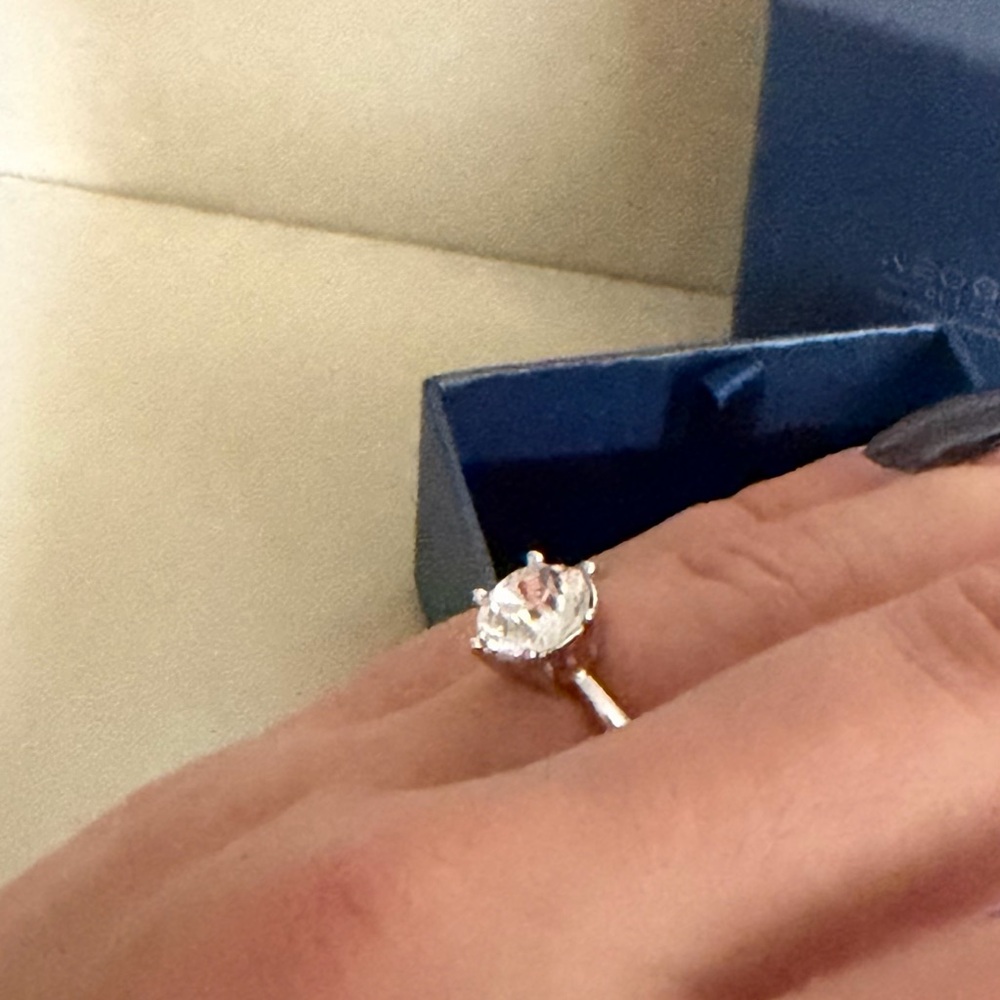 Diamond Lab Silver Engagement Ring - image 7